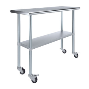 18" X 48" Stainless Steel Work Table With Undershelf & Wheels