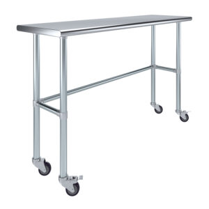 18" X 60" Stainless Steel Work Table With Open Base & Wheels