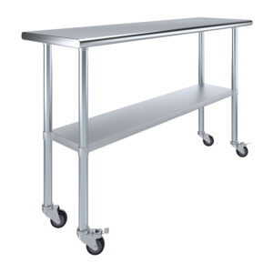 18" X 60" Stainless Steel Work Table With Undershelf & Wheels