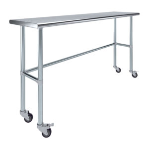 18" X 72" Stainless Steel Work Table With Open Base & Wheels