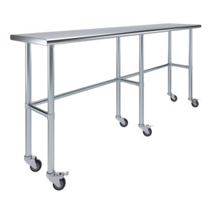 18" X 84" Stainless Steel Work Table With Open Base & Wheels