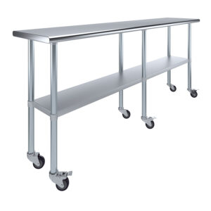 18" X 84" Stainless Steel Work Table With Undershelf & Wheels