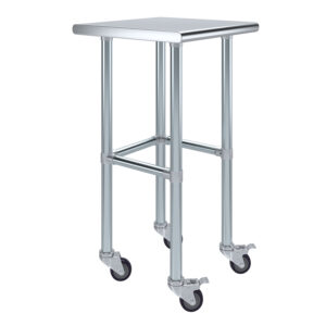 20" X 20" Stainless Steel Work Table With Open Base & Wheels