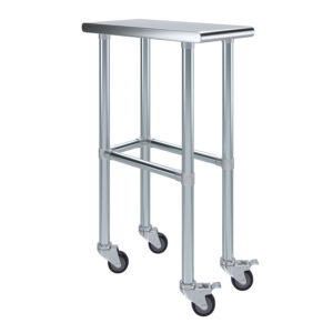 24" X 12" Stainless Steel Work Table With Open Base & Wheels