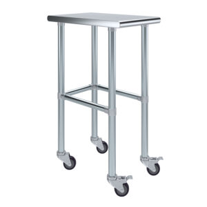 24" X 15" Stainless Steel Work Table With Open Base & Wheels