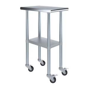 24" X 15" Stainless Steel Work Table With Undershelf & Wheels