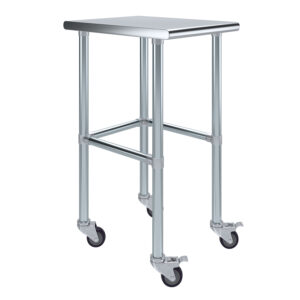24" X 18" Stainless Steel Work Table With Open Base & Wheels