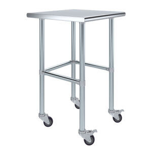 24" X 24" Stainless Steel Work Table With Open Base & Wheels