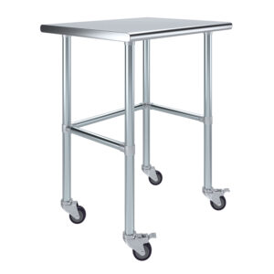 24" X 30" Stainless Steel Work Table With Open Base & Wheels