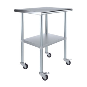 24" X 30" Stainless Steel Work Table With Undershelf & Wheels
