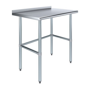 24" X 36" Stainless Steel Work Table Open Base with 1.5" Backsplash