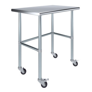 24" X 36" Stainless Steel Work Table With Open Base & Wheels