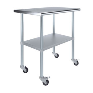 24" X 36" Stainless Steel Work Table With Undershelf & Wheels