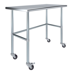 24" X 48" Stainless Steel Work Table With Open Base & Wheels