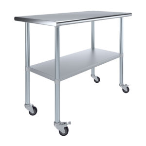 24" X 48" Stainless Steel Work Table With Undershelf & Wheels