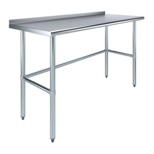 24" X 60" Stainless Steel Work Table Open Base with 1.5" Backsplash