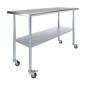 24" X 60" Stainless Steel Work Table With Undershelf & Wheels