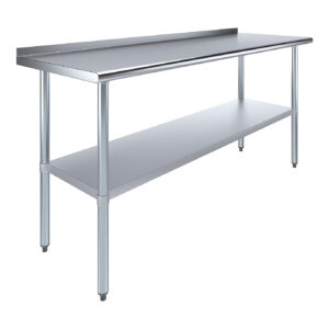 24" X 72" Stainless Steel Work Table with 1.5" Backsplash