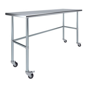 24" X 72" Stainless Steel Work Table With Open Base & Wheels