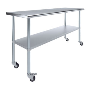 24" X 72" Stainless Steel Work Table With Undershelf & Wheels