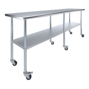 24" X 96" Stainless Steel Work Table With Undershelf & Wheels