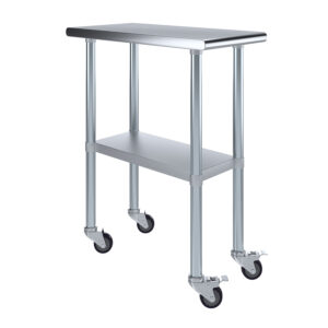 30" X 15" Stainless Steel Work Table With Undershelf & Wheels