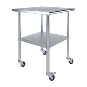 30" X 30" Stainless Steel Work Table With Undershelf & Wheels