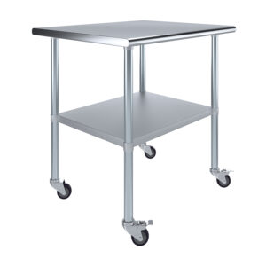 30" X 36" Stainless Steel Work Table With Undershelf & Wheels