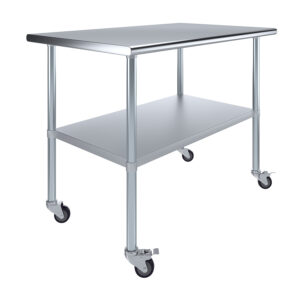 30" X 48" Stainless Steel Work Table With Undershelf & Wheels