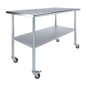 30" X 60" Stainless Steel Work Table With Undershelf & Wheels