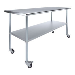 30" X 72" Stainless Steel Work Table With Undershelf & Wheels
