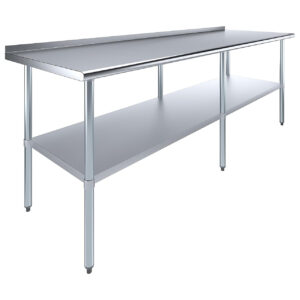30" X 96" Stainless Steel Work Table with 1.5" Backsplash