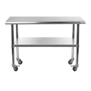 36" X 36" Stainless Steel Work Table With Undershelf & Wheels