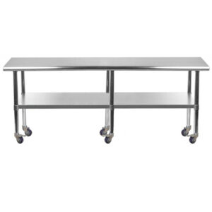 36" X 96" Stainless Steel Work Table With Undershelf & Wheels