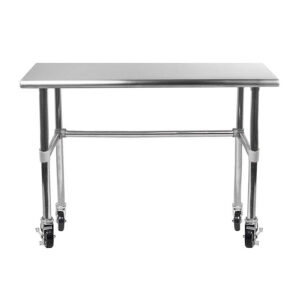 30" X 36" Stainless Steel Work Table With Open Base & Wheels