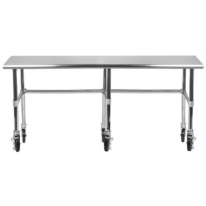 30" X 96" Stainless Steel Work Table With Open Base & Wheels
