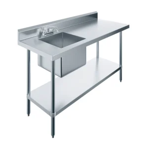 60 in. x 24 in. Stainless Steel Work Table with Built-in Left Prep Sink and Faucet