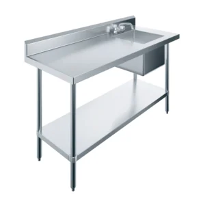 60 in. x 24 in. Stainless Steel Work Table with Built-in Right Prep Sink and Faucet